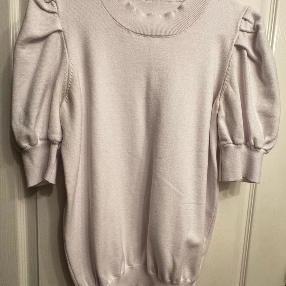 Crisp white Puff-Sleeve Sweater